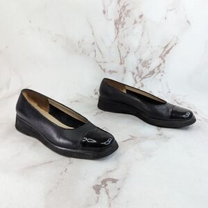 Salvatore Ferragamo Flats Womens Size 7.5 B Black Shoe Boutique 80s Vintage